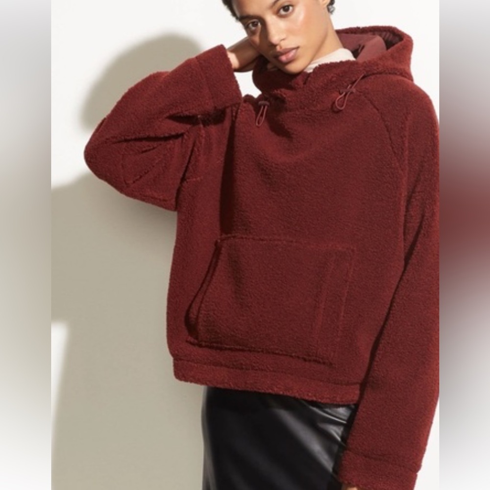 Vince rust brown boucle faux fur lined Hoodie- L